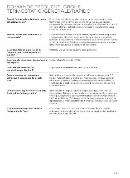 Miscelatore Termostatico Doccia Problemi.Grohe To Know How Manutenzione E Cura Dei Prodotti Grohe 2014