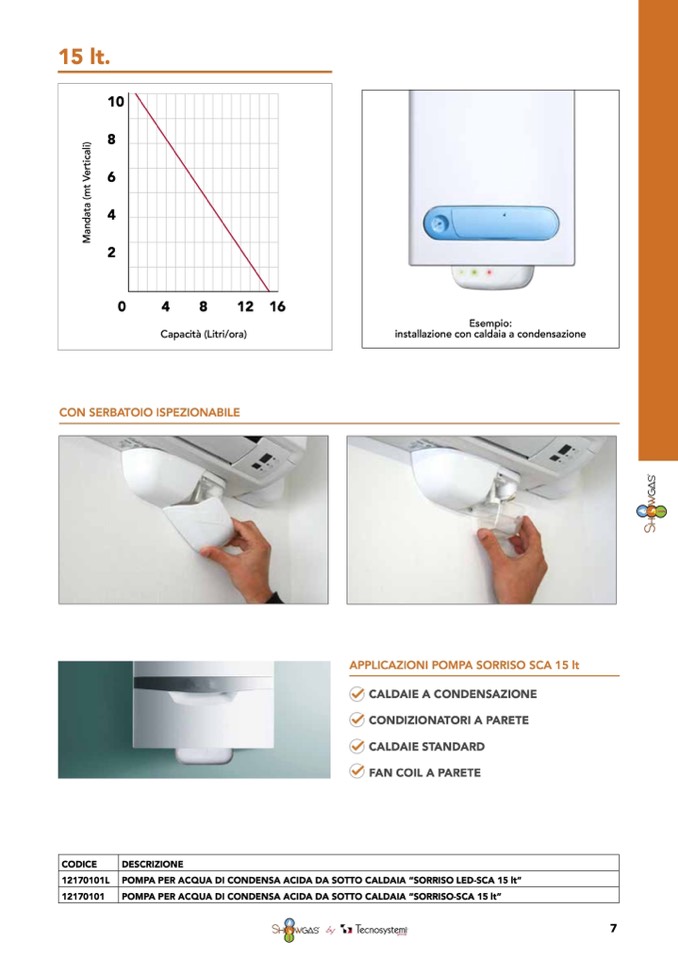 Tecnosystemi 12170101L SORRISO-SCA 15 T pompa per acqua di condensa acida  da sotto caldaia