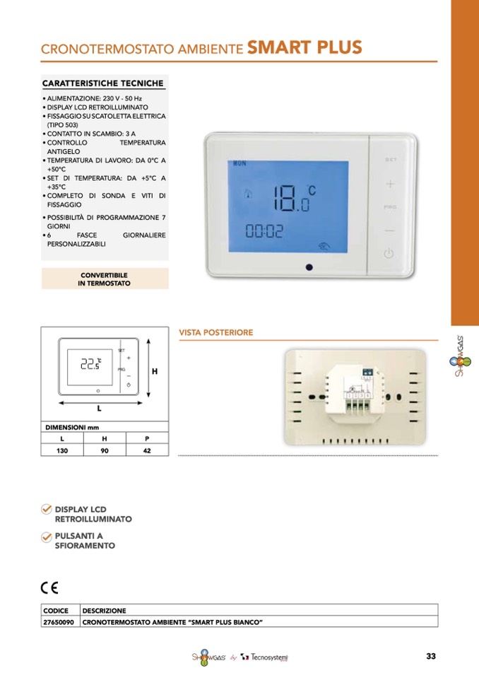 TERMOSTATI E CRONOTERMOSTATI - Showgas