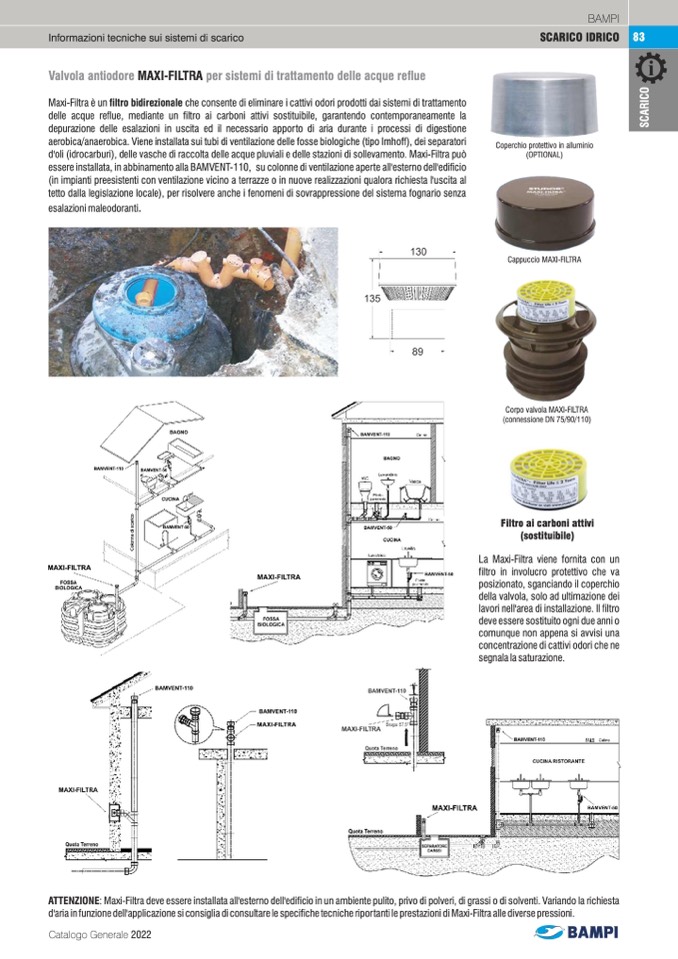 La valvola MAXI-FILTRA elimina le esalazioni maleodoranti - Bampi